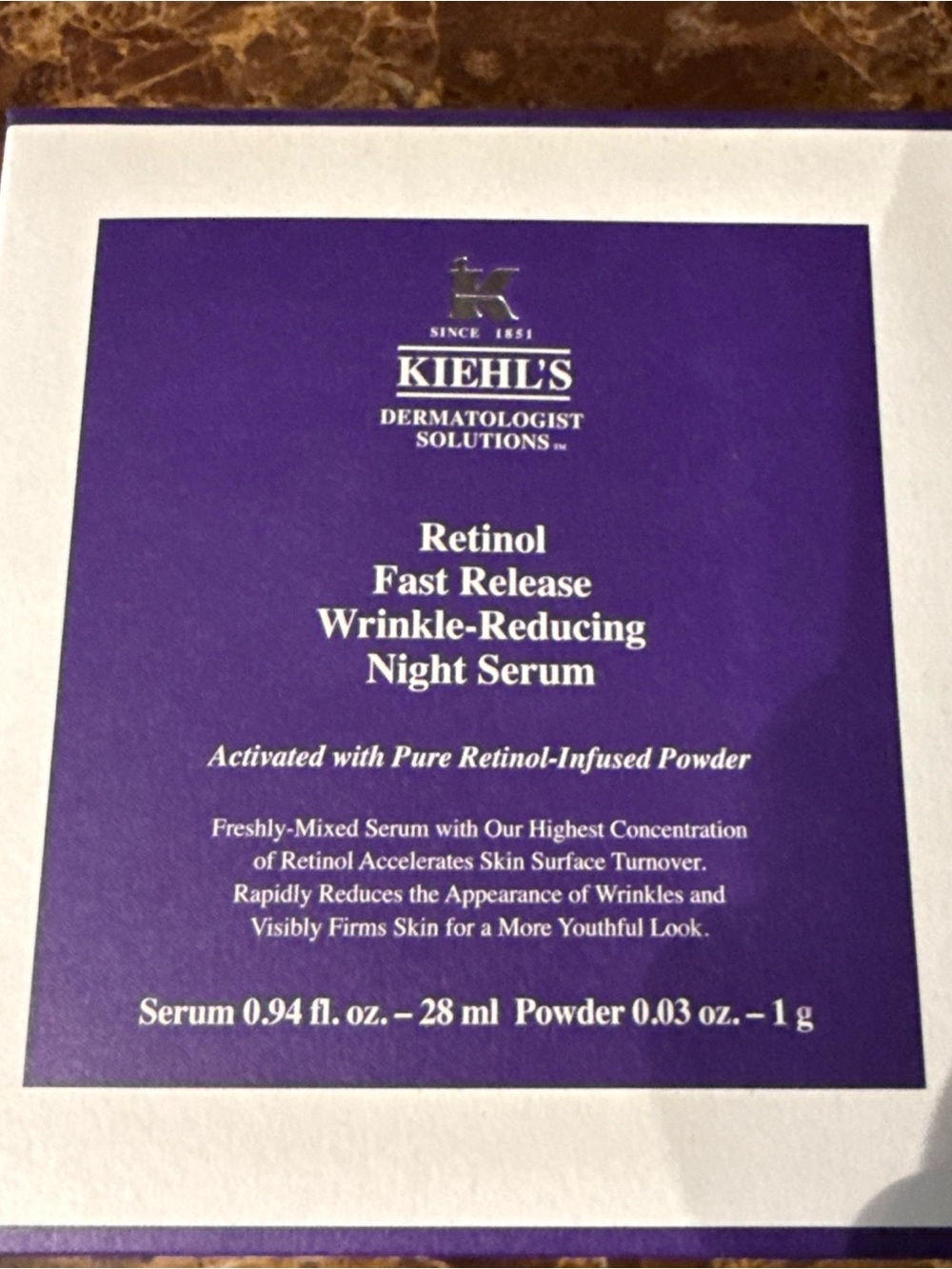 NEW Kiehls Retinol Fast-Release Wrinkle Reducing Night Serum kit with powder
